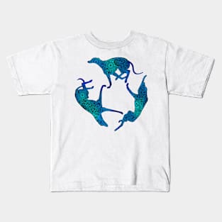 Running greyhounds, blue mandala Kids T-Shirt